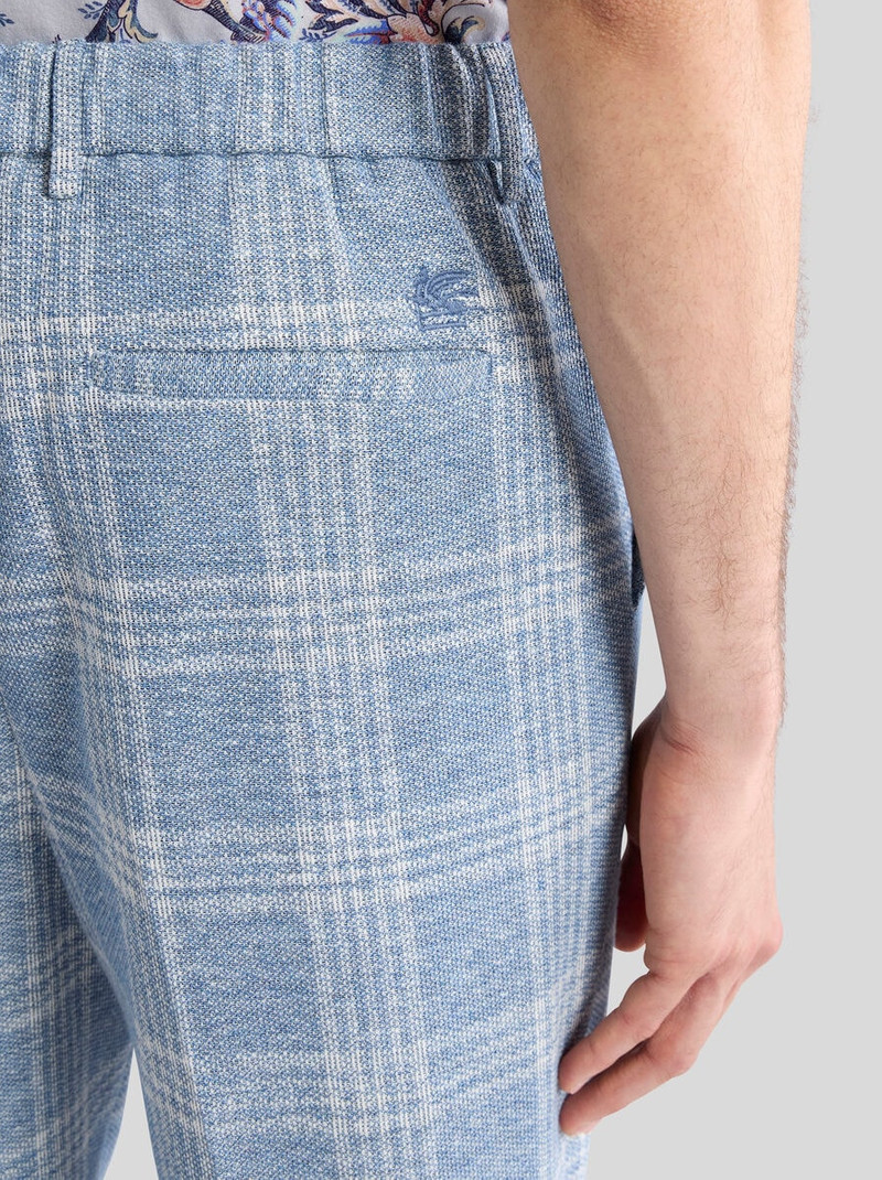 Etro LINEN- AND COTTON-BLEND JERSEY TROUSERS WITH MAXI CHECK MOTIF outlook