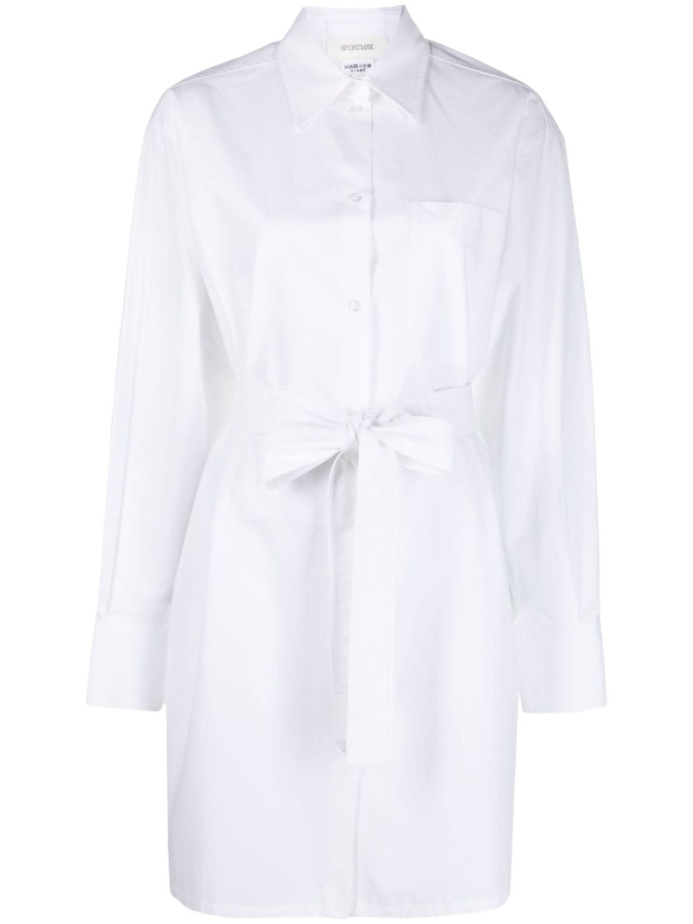 belted cotton-blend shirtdress - 1