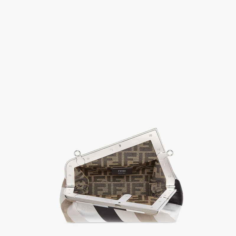 Small Fendi First bag produced by inlaying leather, laminated leather and suede by hand to create a  4