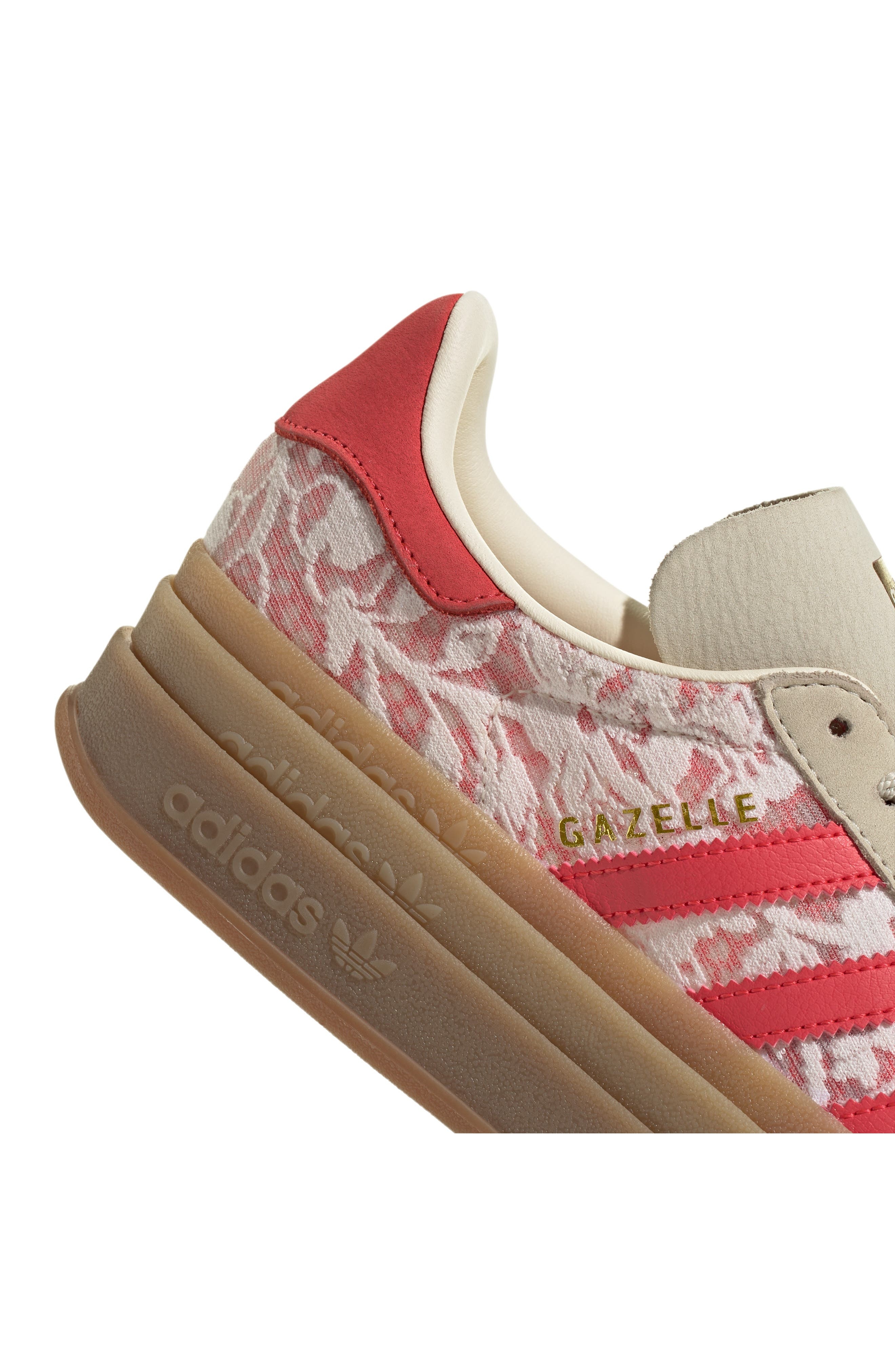 adidas x Liberty London Gazelle Bold Platform Sneaker in White/Cream White/scarlet at Nordstrom - 9