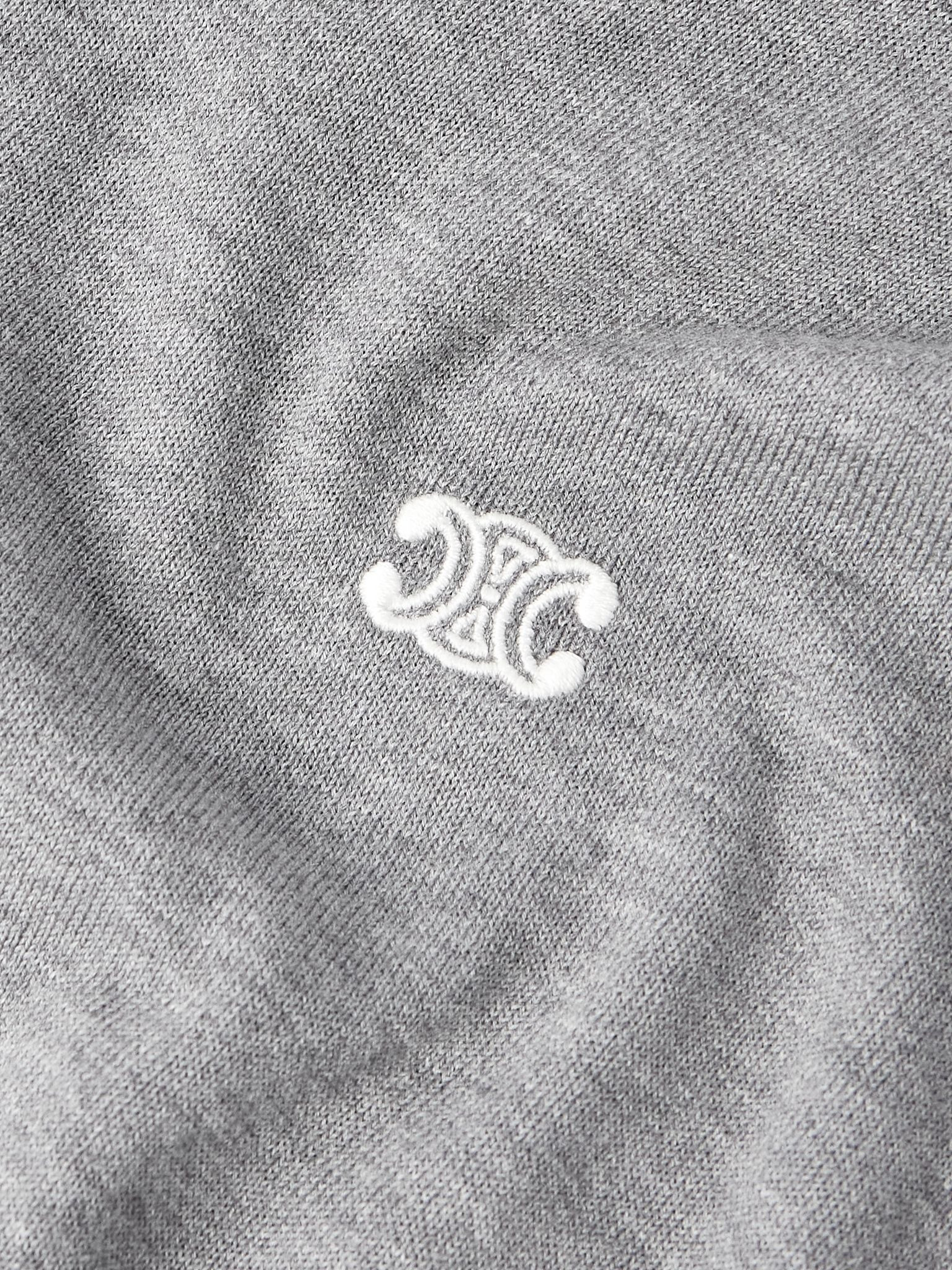 Logo-Embroidered Cotton Polo Shirt Gray - 4