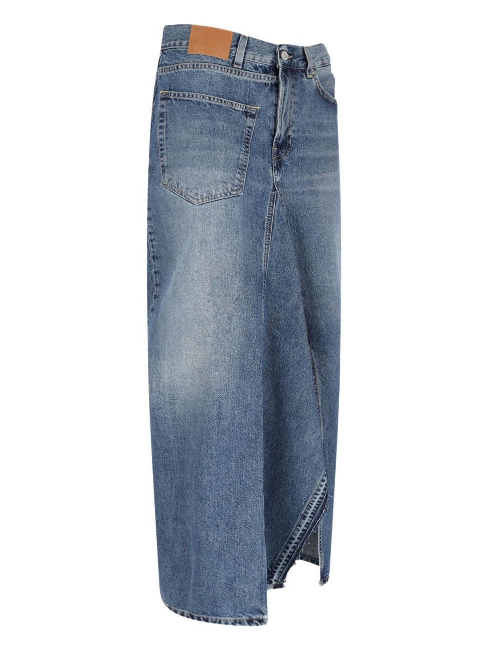 denim split-front midi skirt - 5
