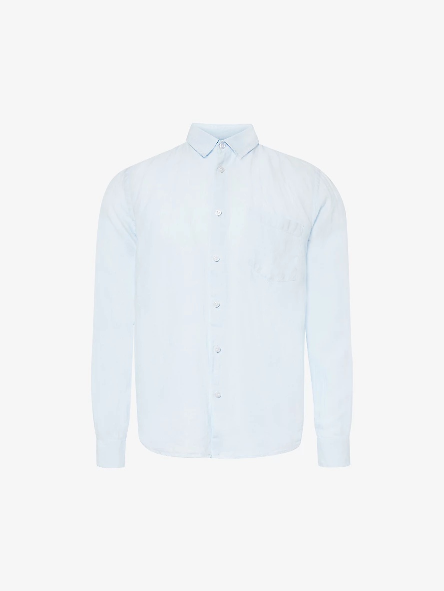 Caroubis brand-embroidered linen shirt - 1