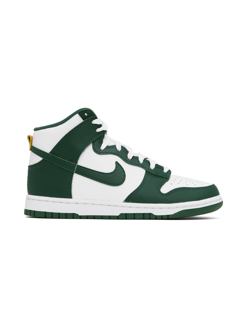 White & Green Dunk High Retro Sneakers - 1