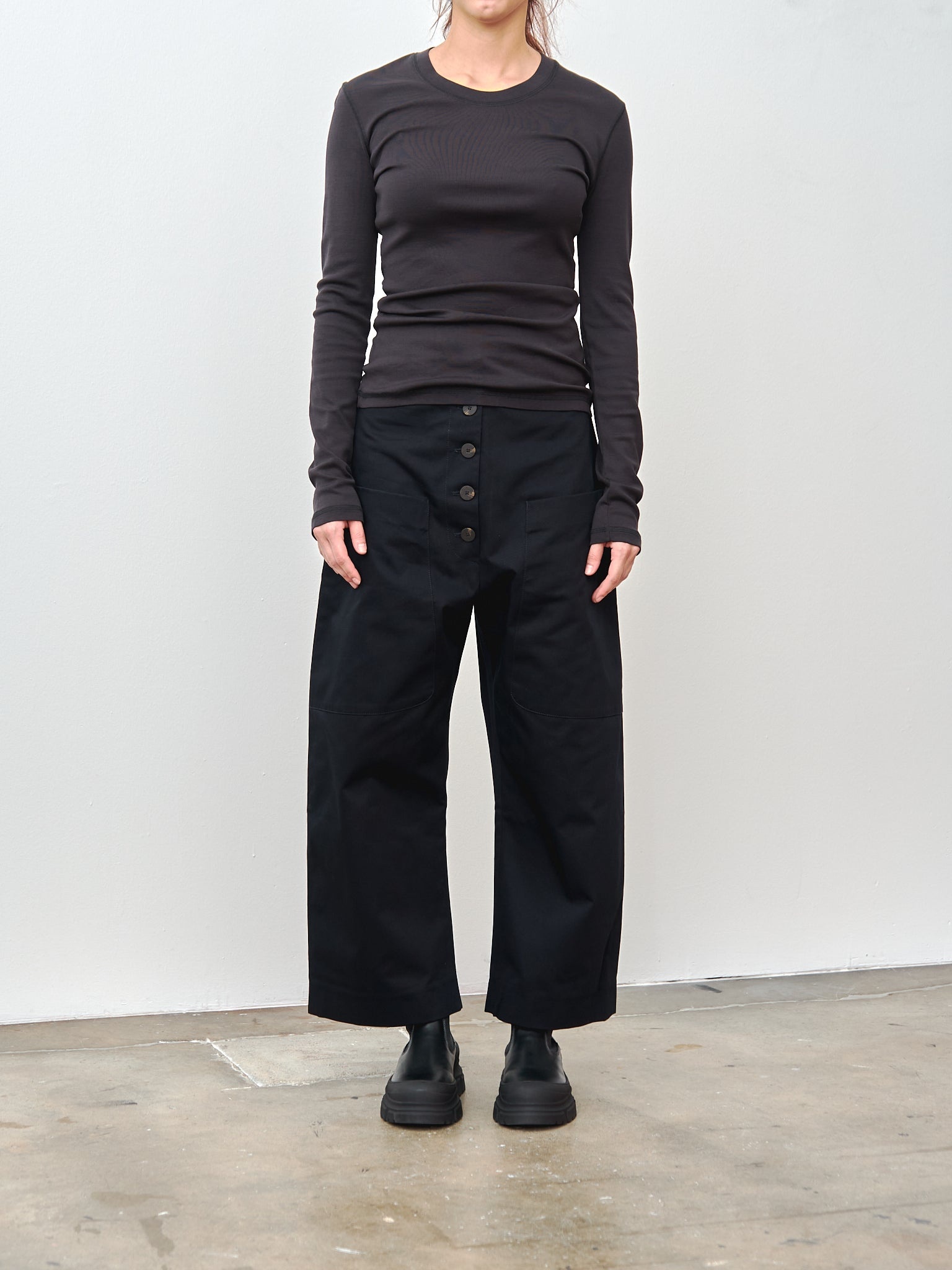 Rib Long Sleeve T-Shirt - Squid Ink - 2