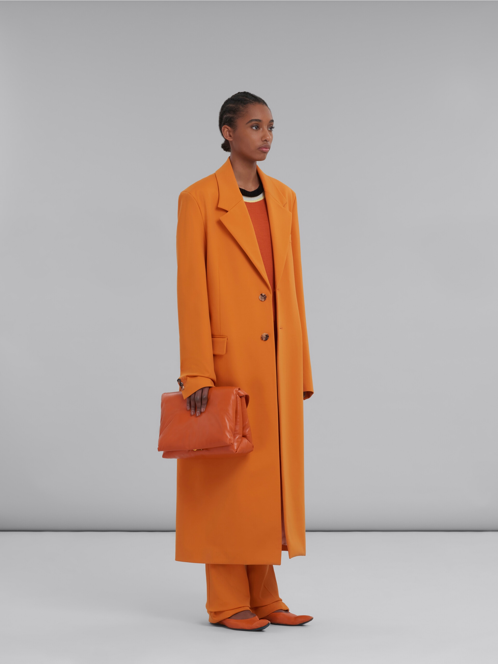ORANGE SINGLE-BREASTED JERSEY COAT - 6