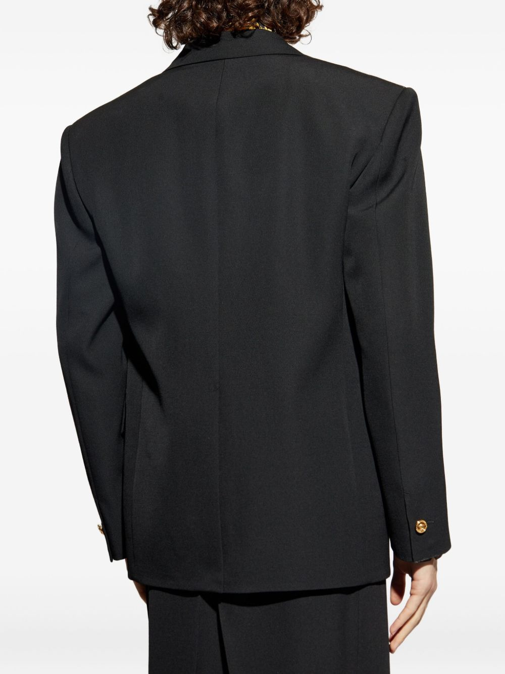 gold-button wool blazer - 4