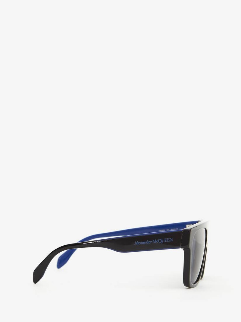 Alexander McQueen Selvedge Flat Top Sunglasses in Black/blue outlook