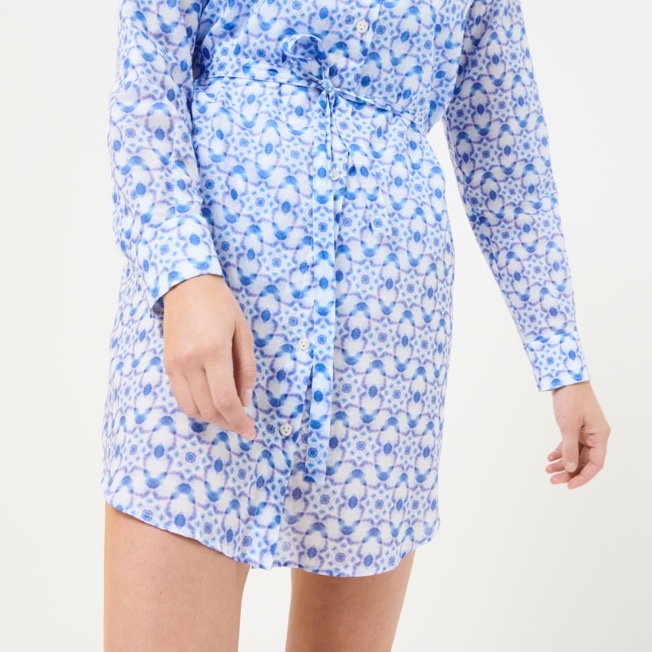 Women Cotton Shirt Dress Ikat Medusa - 5