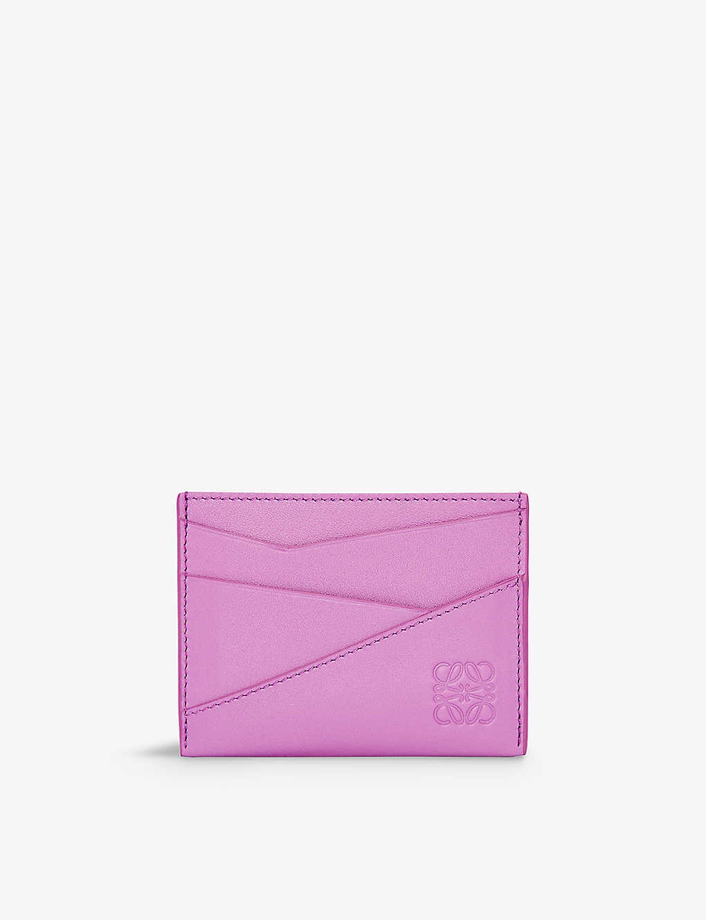 Puzzle Leather Card Holder in Pink - Loewe