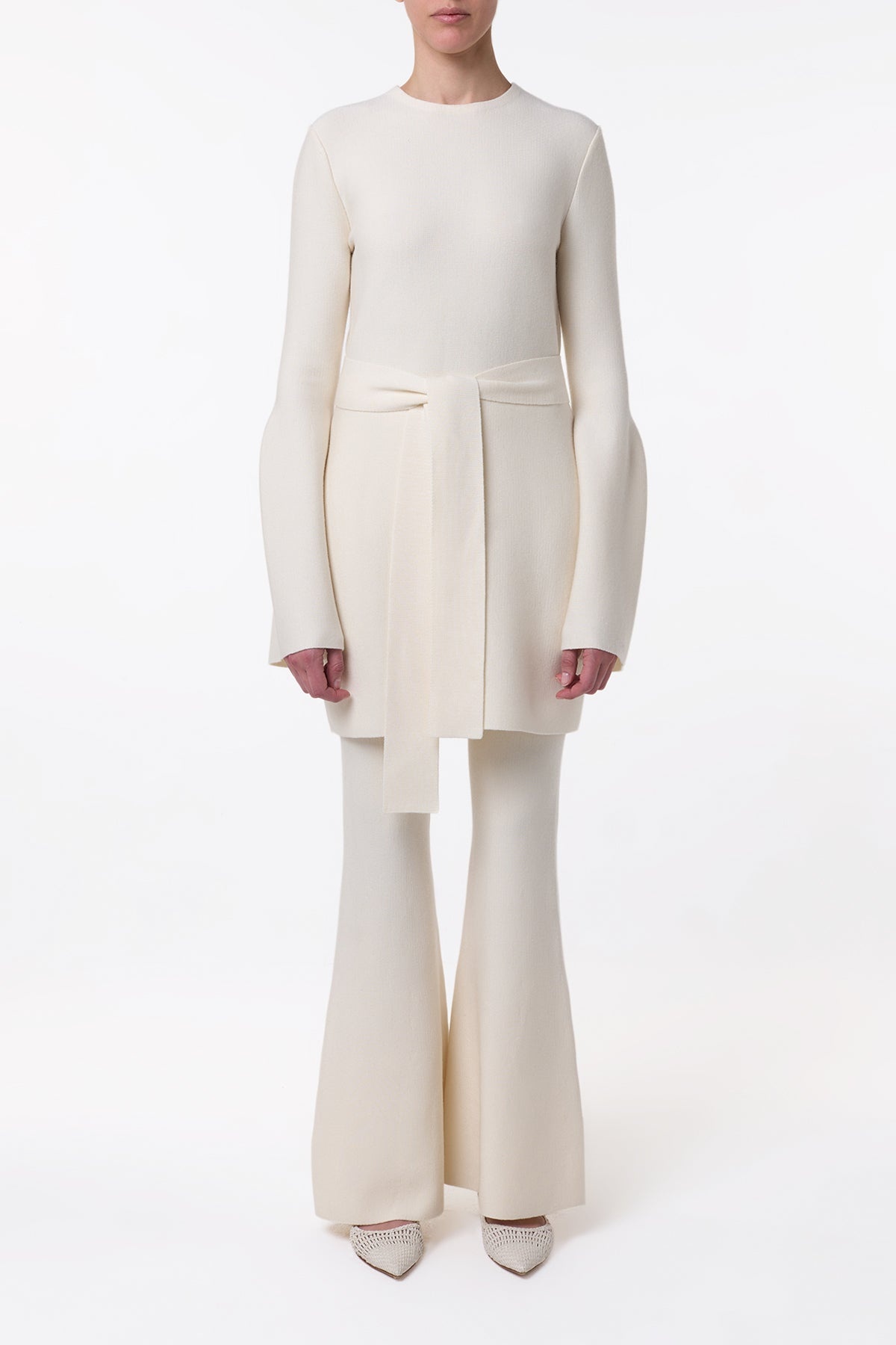 Tenas Knit Mini Dress in Ivory Merino Wool Cashmere - 3