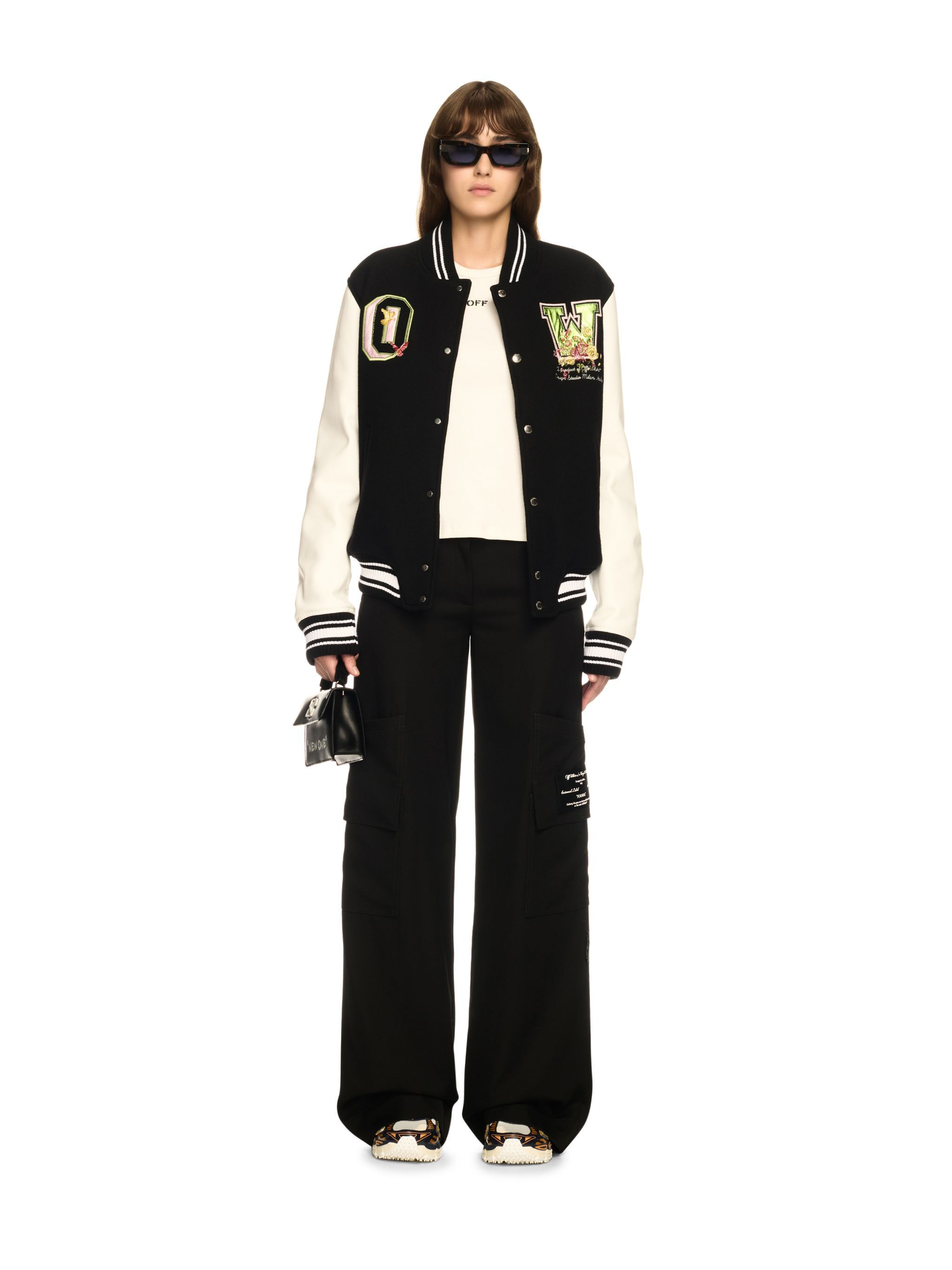 Black Flowers Varsity Jacket - 2