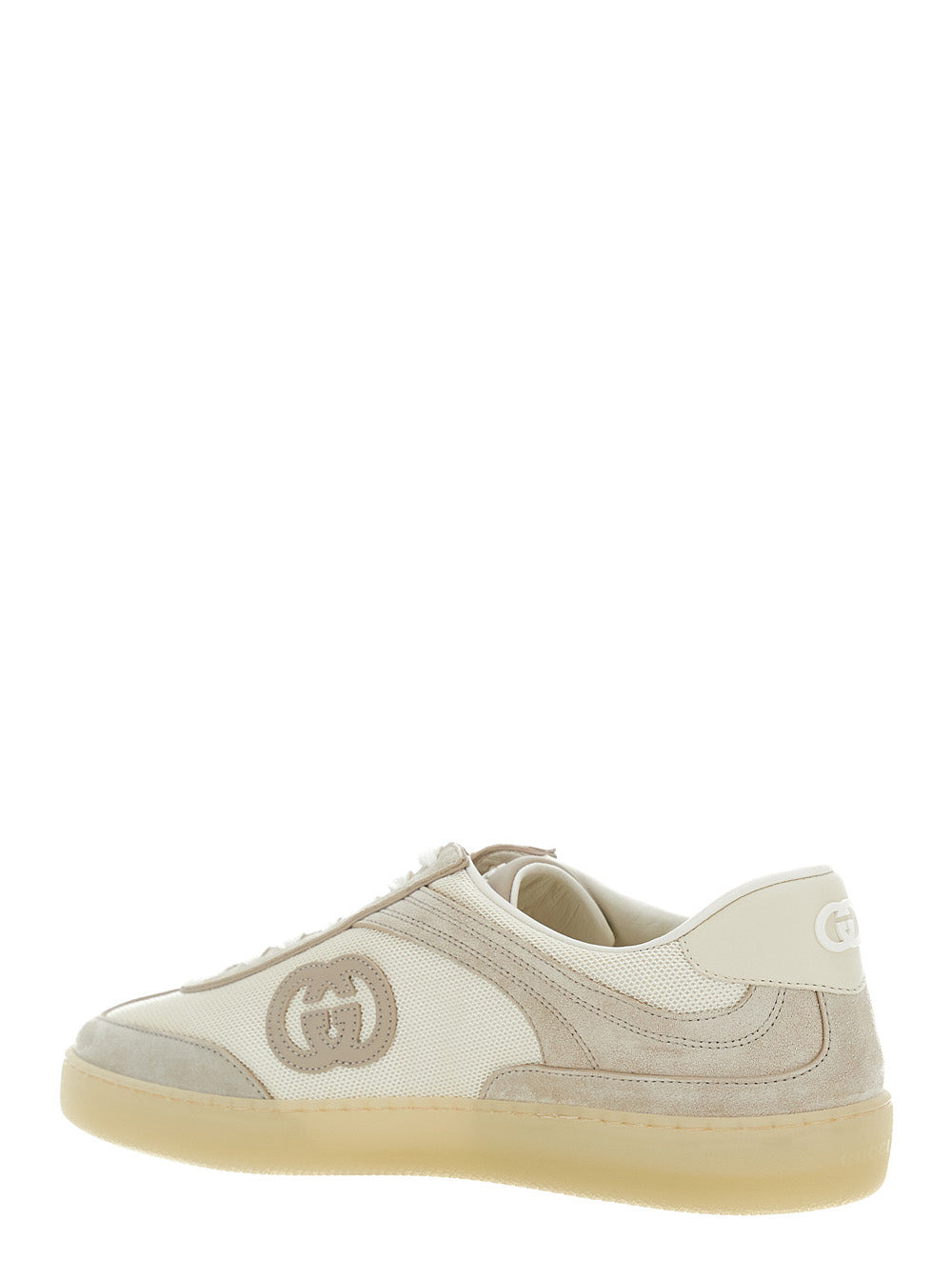 Gucci Men 'G74' Beige Low Top Sneakers With Logo Patch On The Side And Logo Lettering On The Tongue  - 3