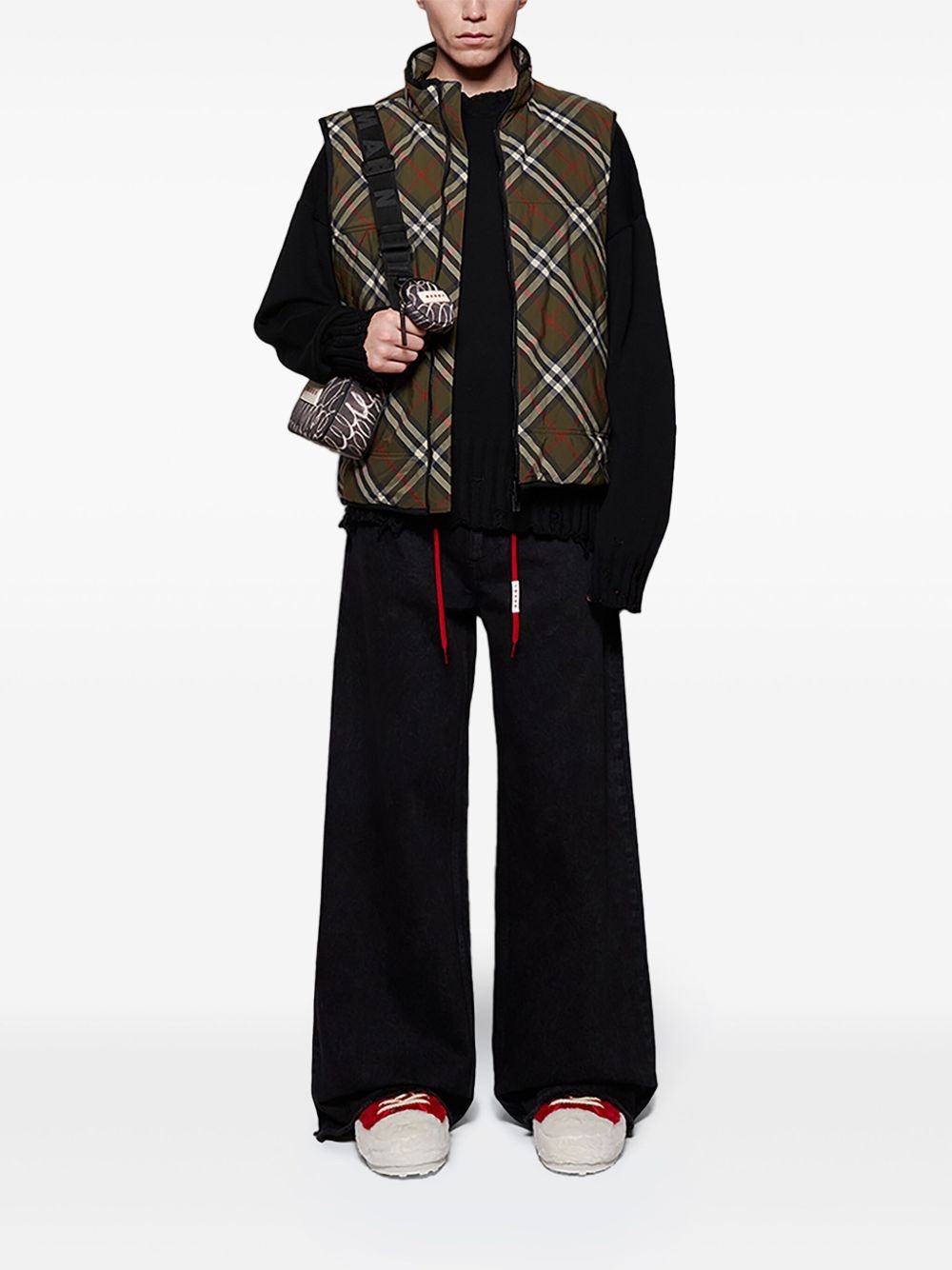 checked gilet - 2