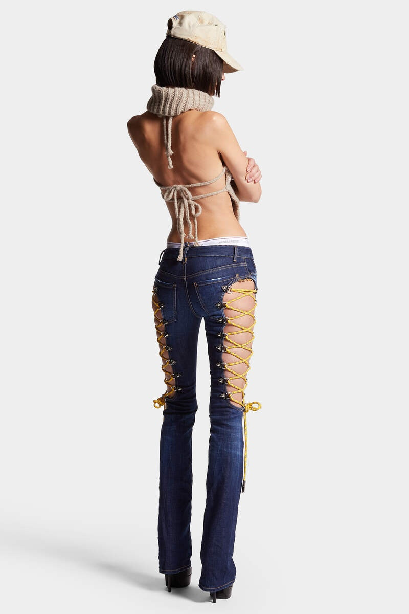 STRETCH DENIM HIKING TRUMPET JEANS 4