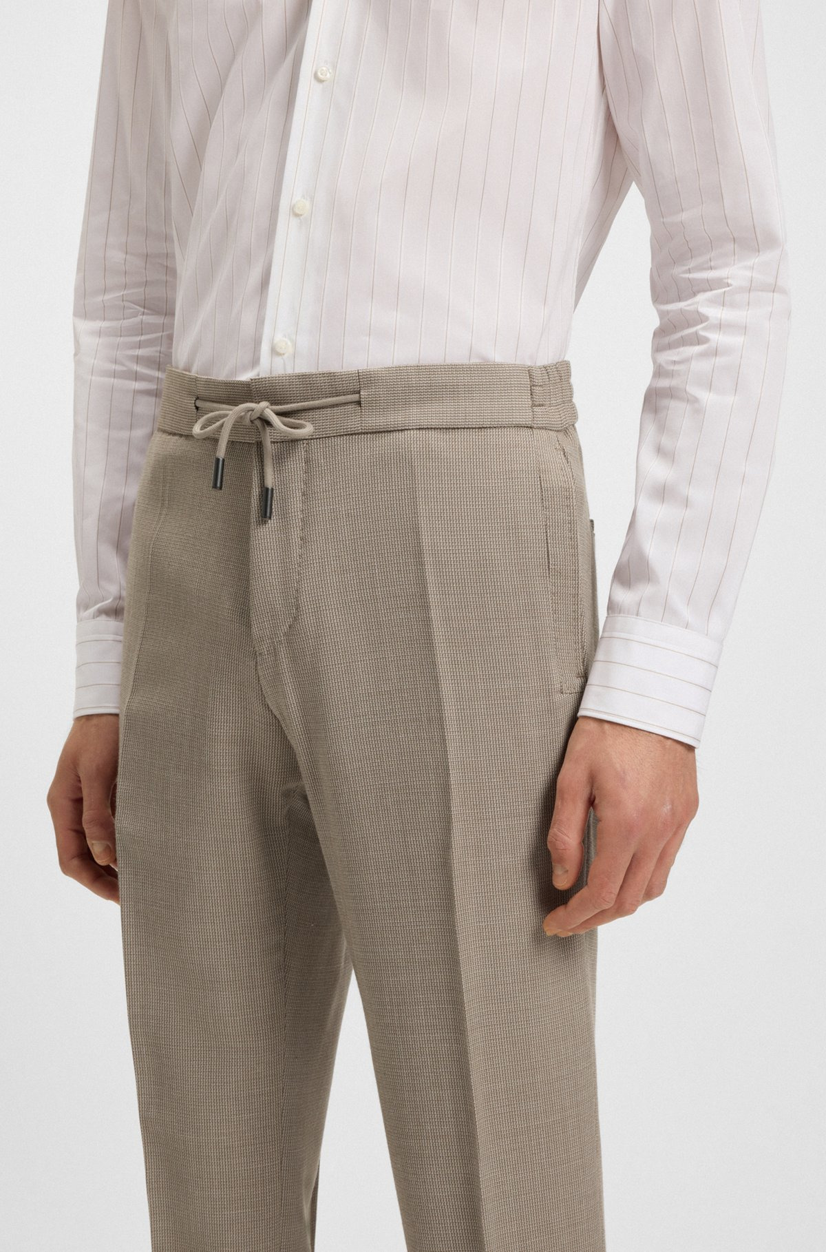 SLIM-FIT PANTS IN MICRO-PATTERNED WOOL - 5