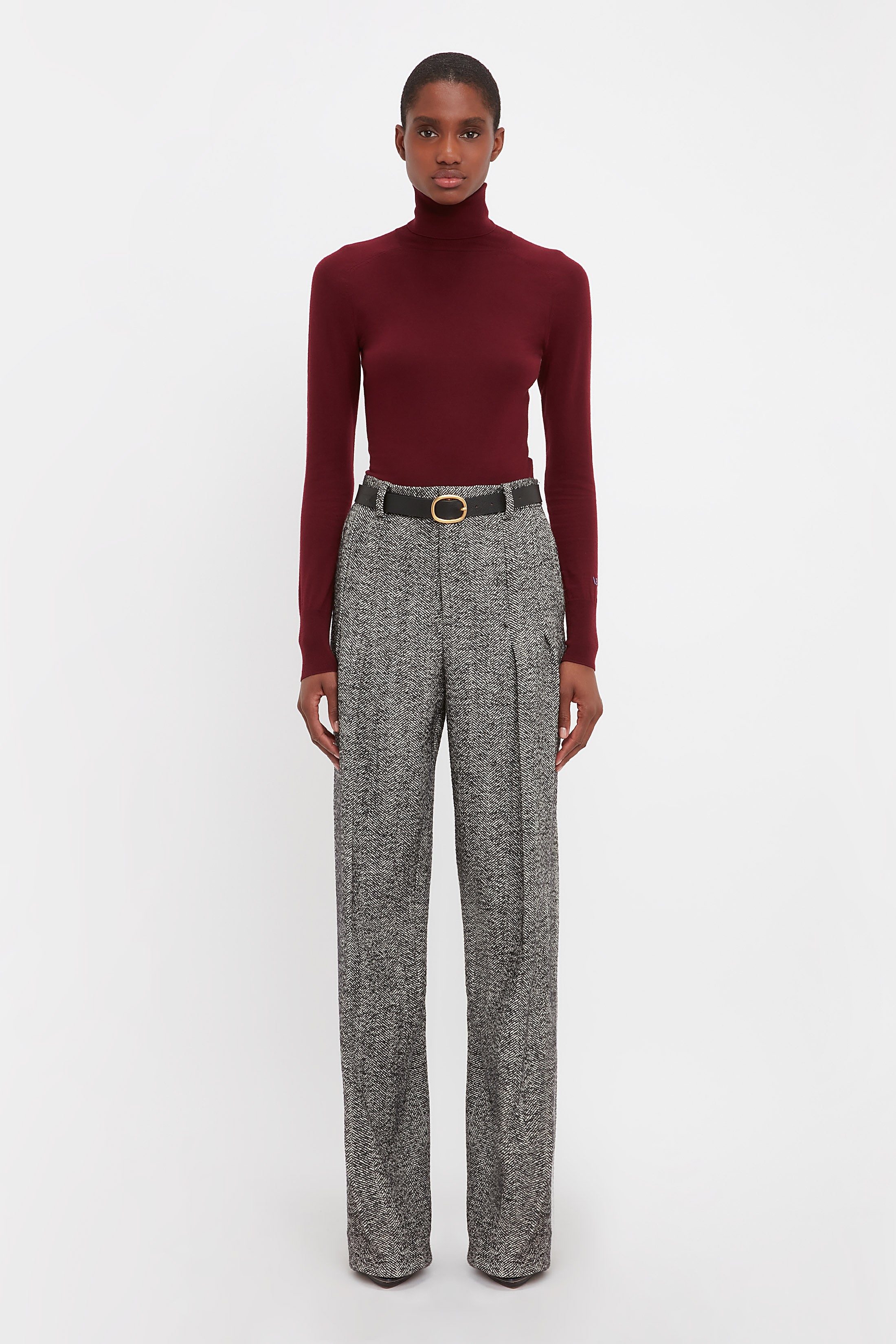 Front Pleat Trousers In Monochrome - 2