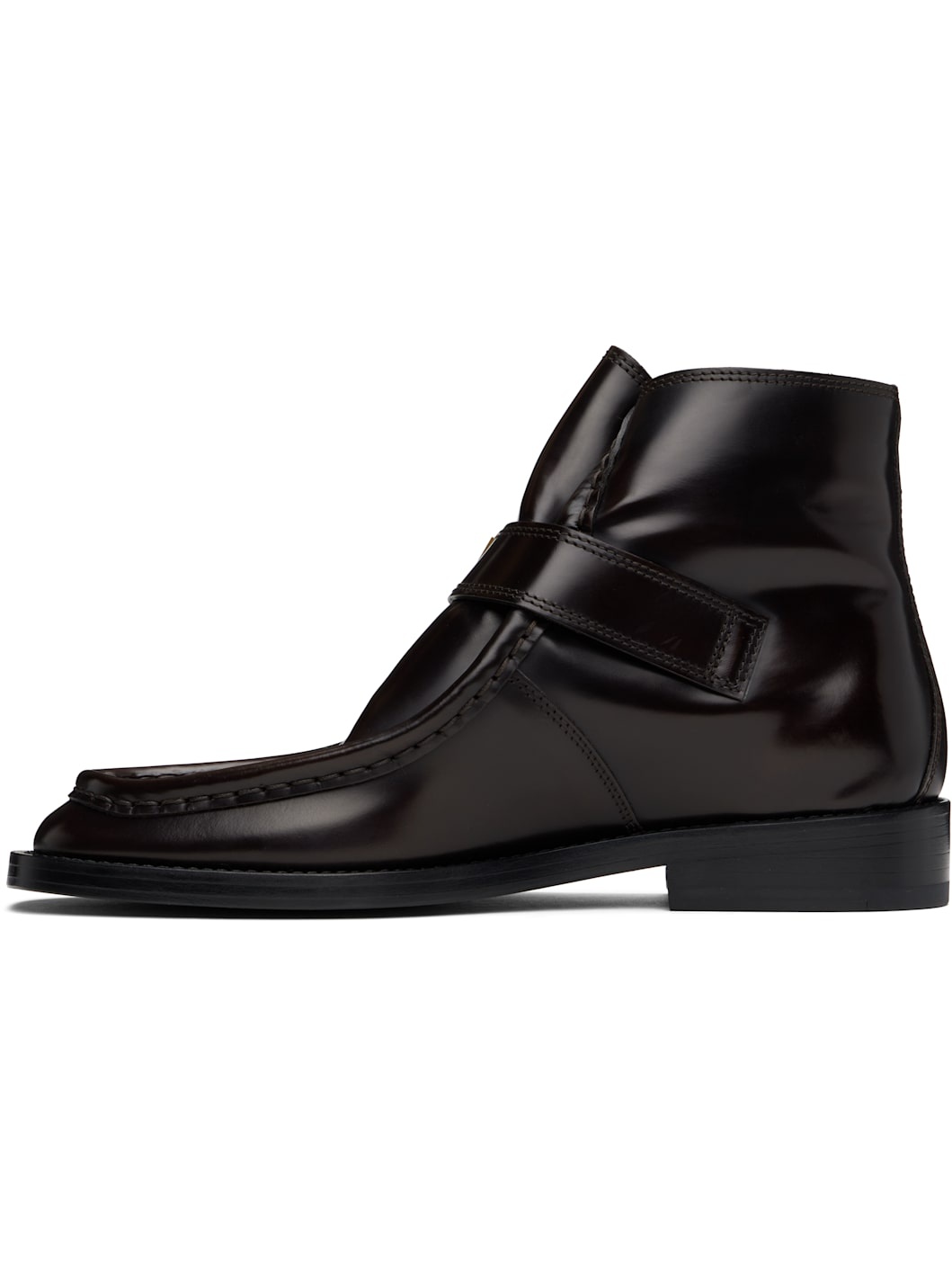 Brown Brogue Buckle Leather Boots - 3
