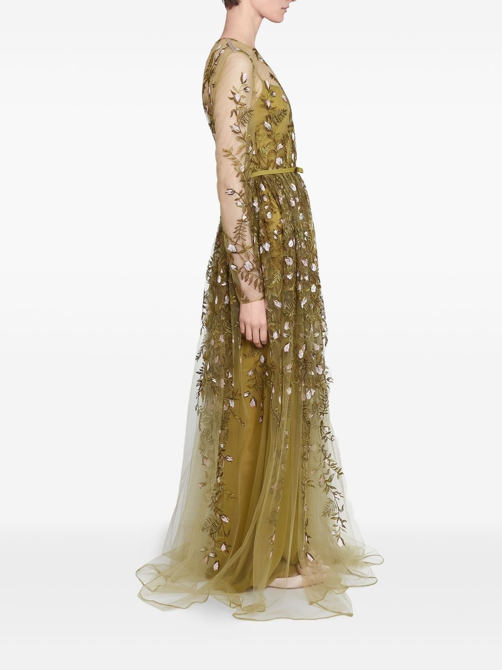 embroidered tulle long dress - 3