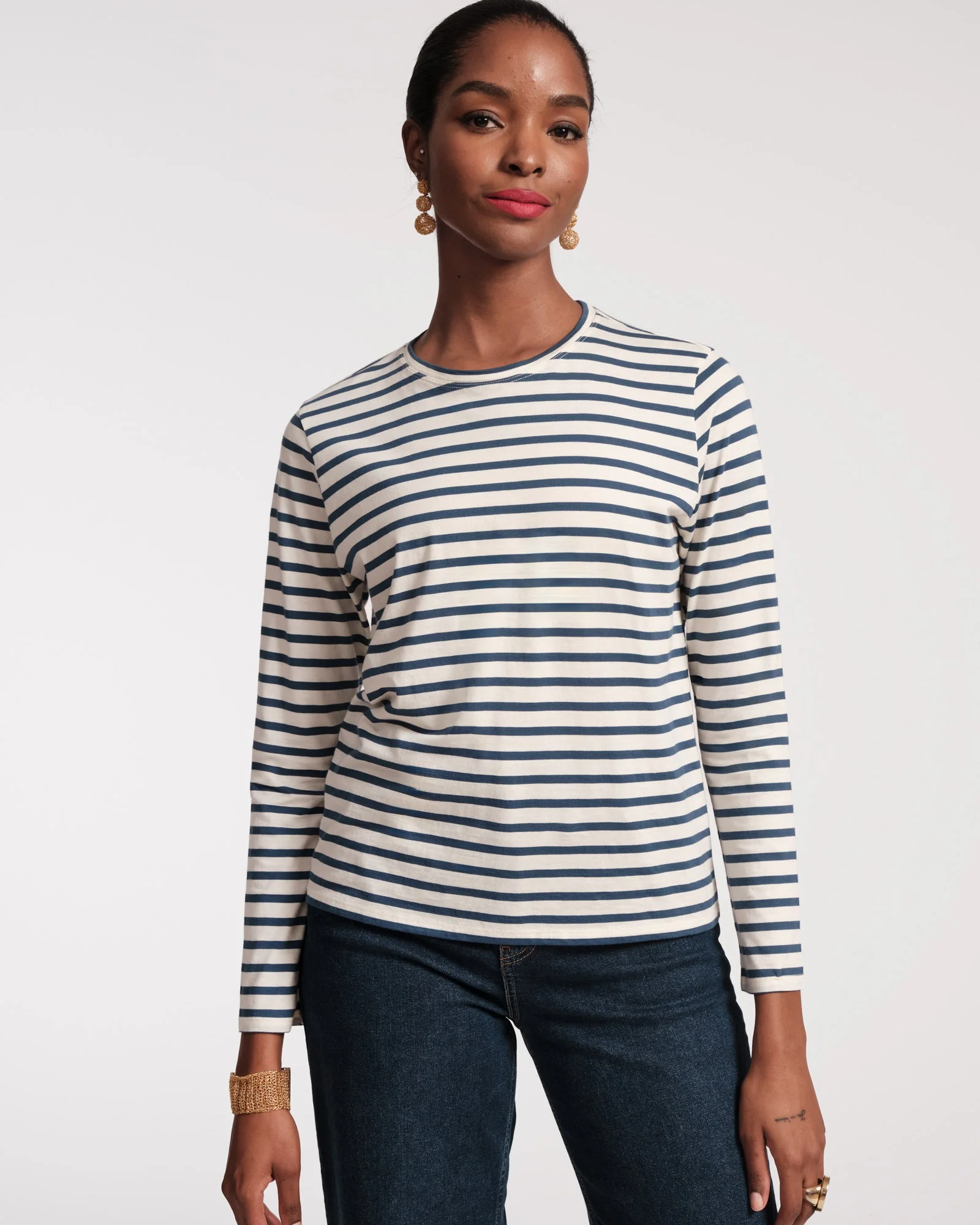 Long Sleeve Striped T Shirt - 1