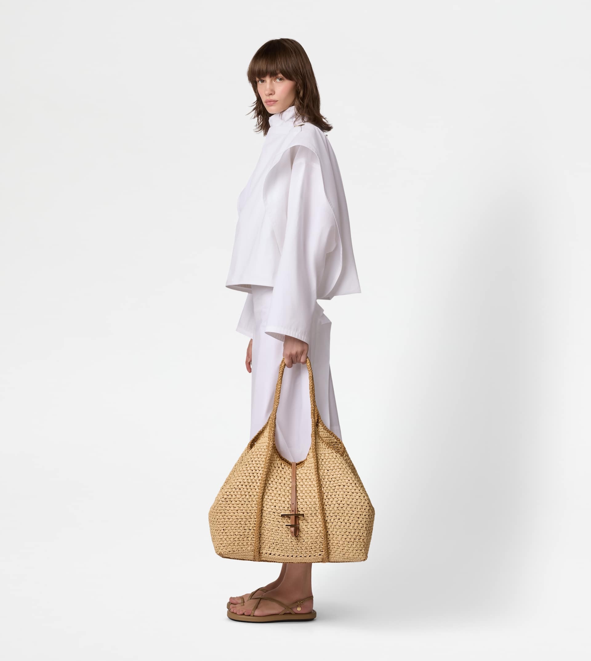 T TIMELESS SHOPPING BAG IN RAFFIA LARGE - NATURAL, BROWN - 7