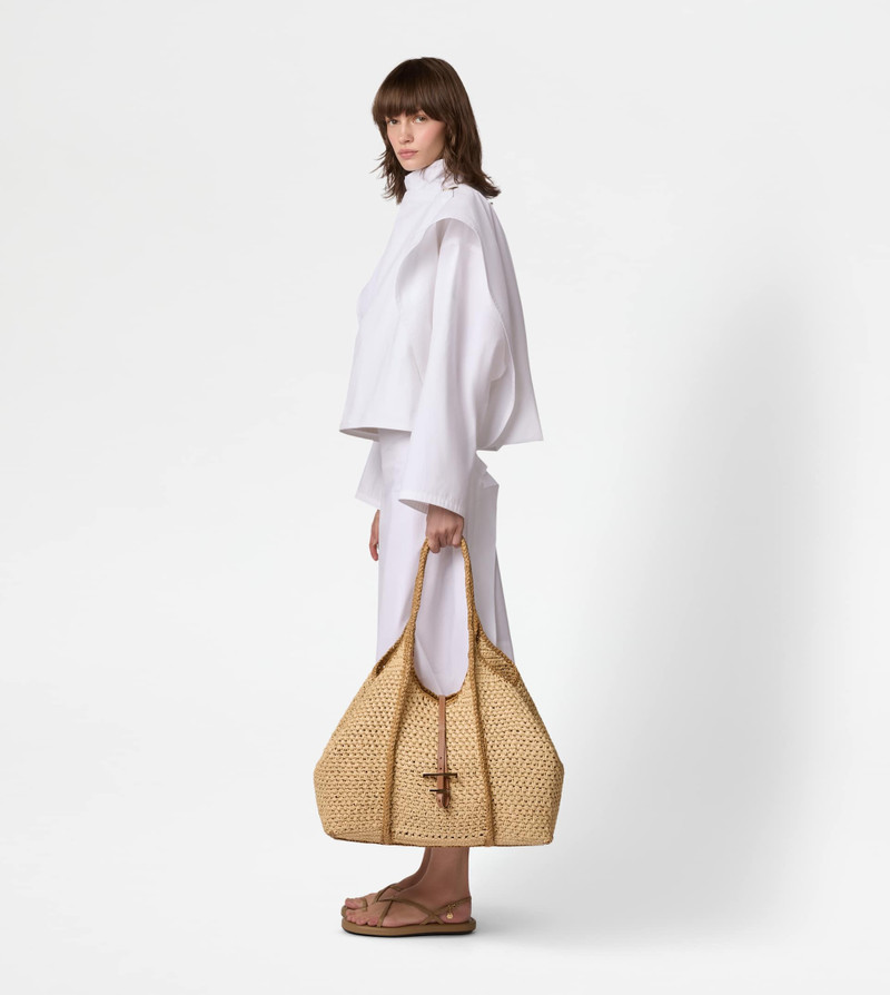 T TIMELESS SHOPPING BAG IN RAFFIA LARGE - NATURAL, BROWN 7
