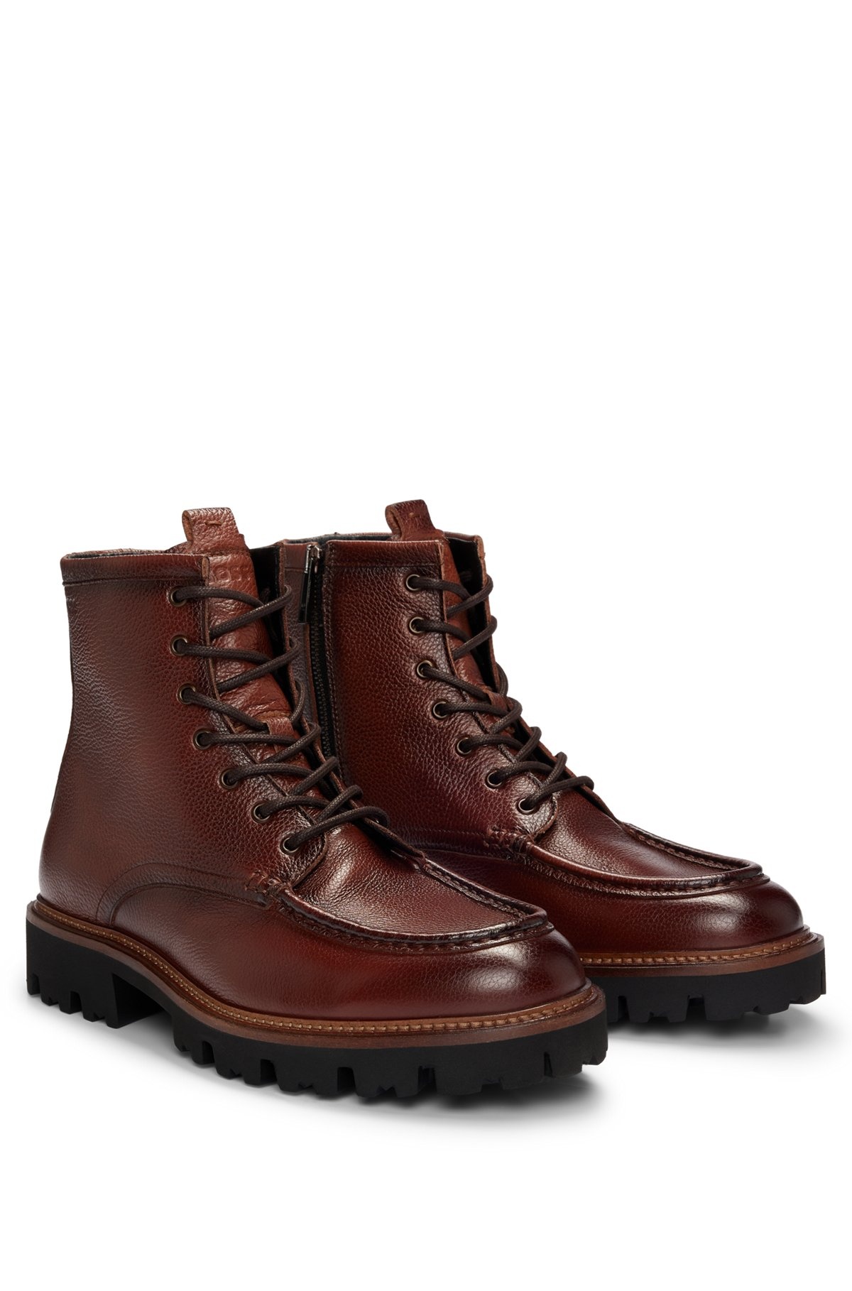 GRAINED-LEATHER HALF BOOTS WITH APRON TOE - 2