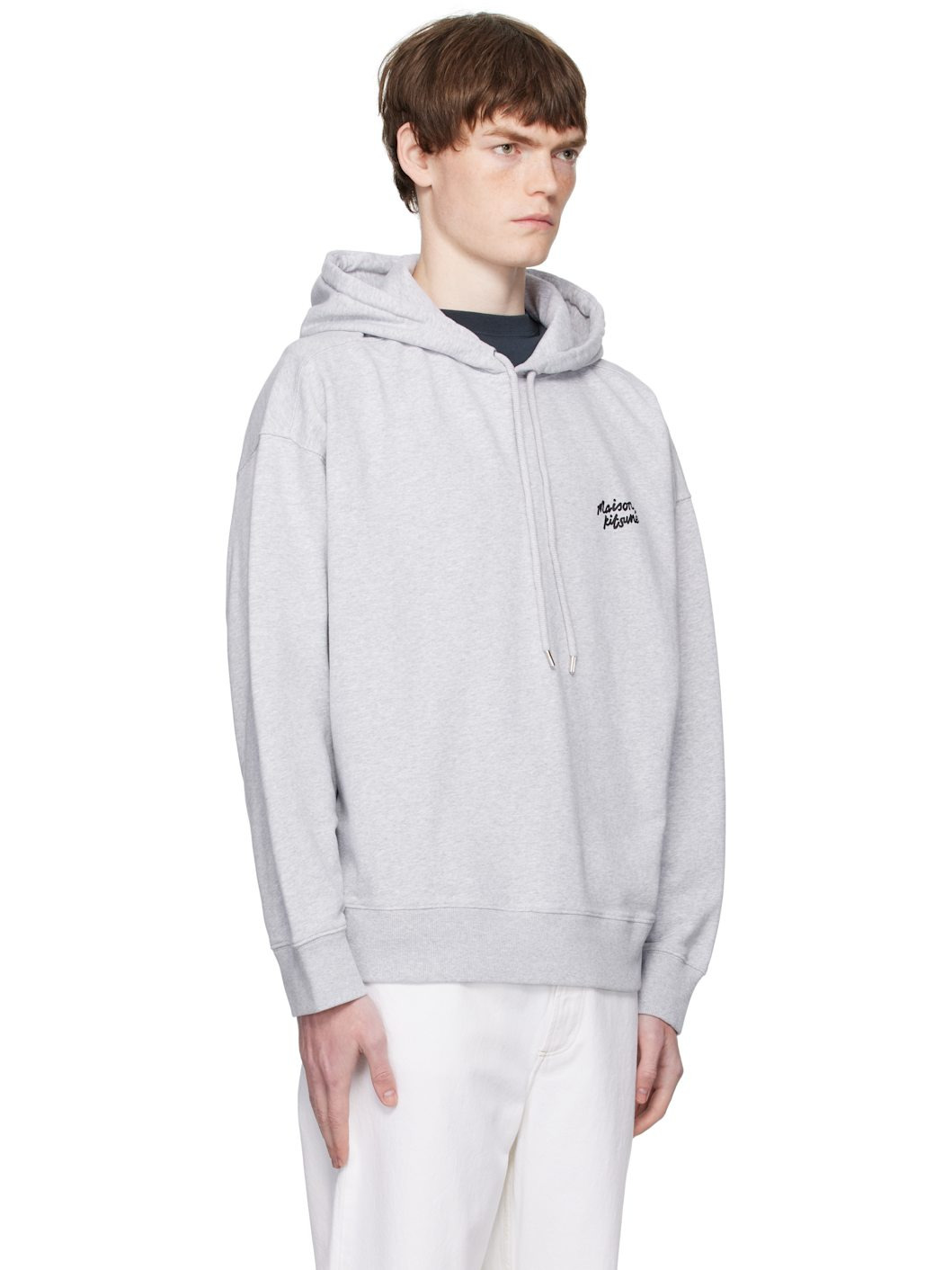 Gray 'Maison Kitsuné' Handwriting Oversize Hoodie - 2