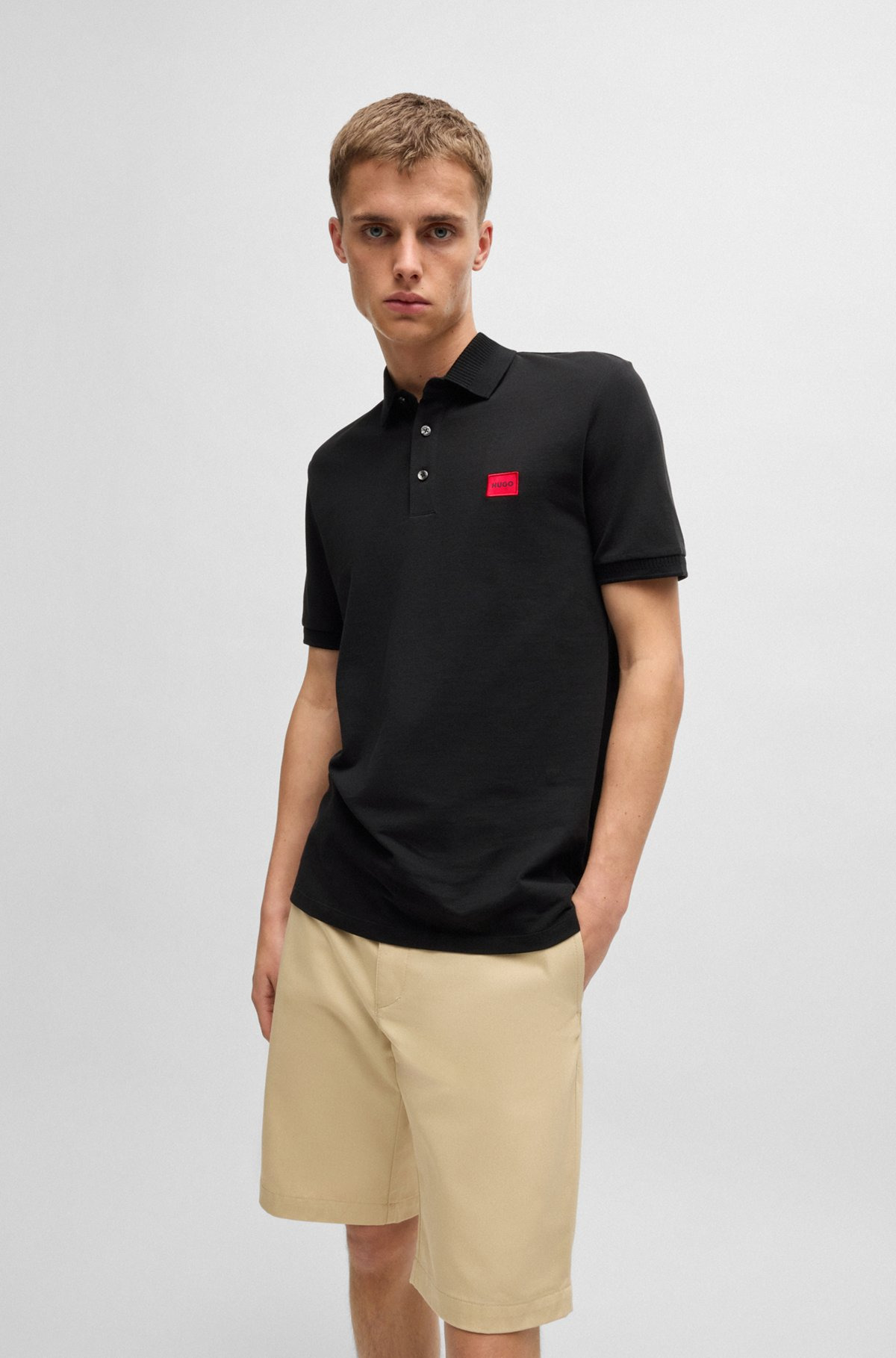 COTTON-PIQUÉ SLIM-FIT POLO SHIRT WITH LOGO LABEL - 2