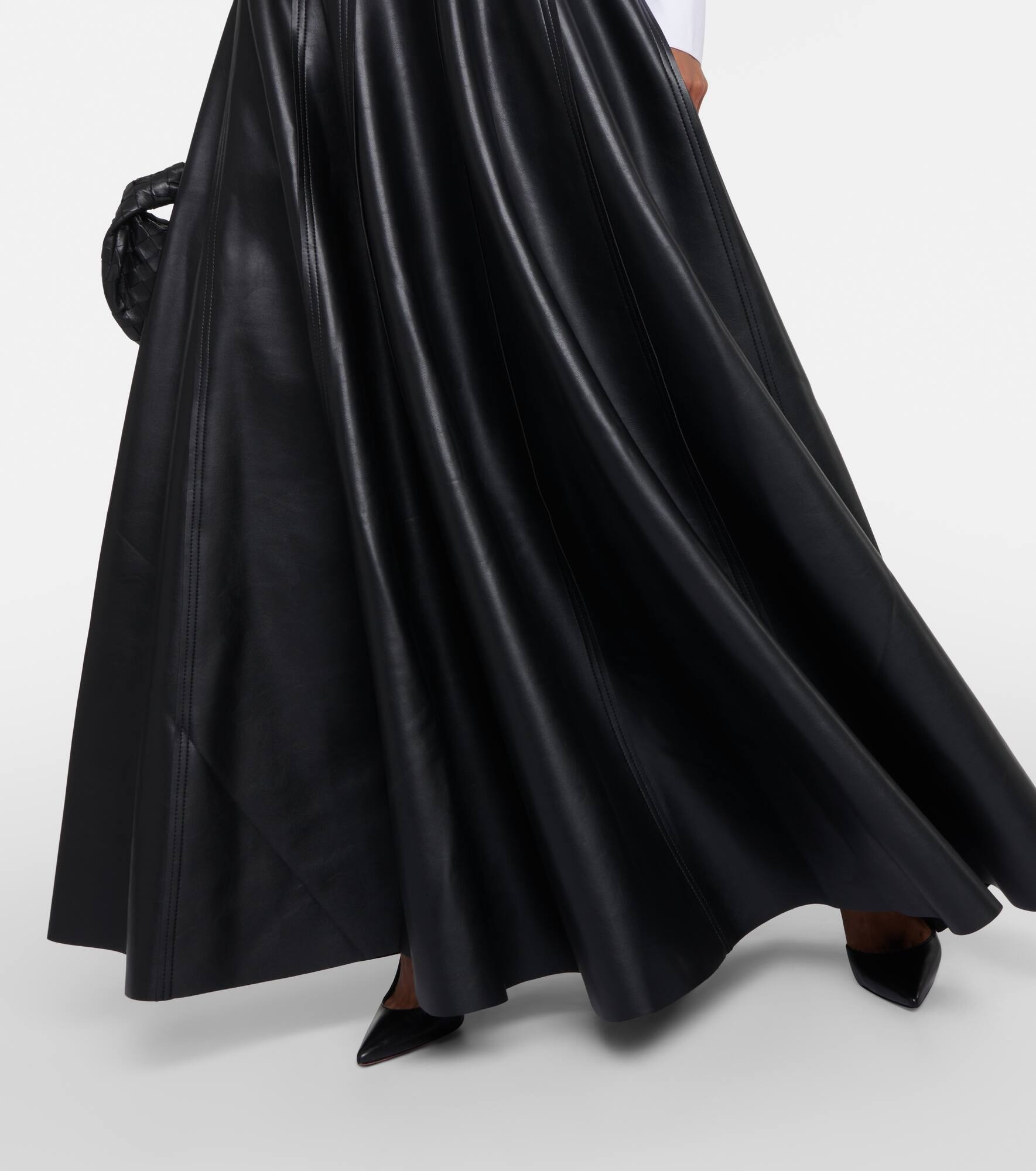 Grace flared faux leather maxi skirt - 5