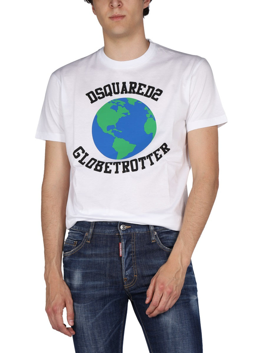 Dsquared Men "Globetrotter" T-Shirt With Print - 4
