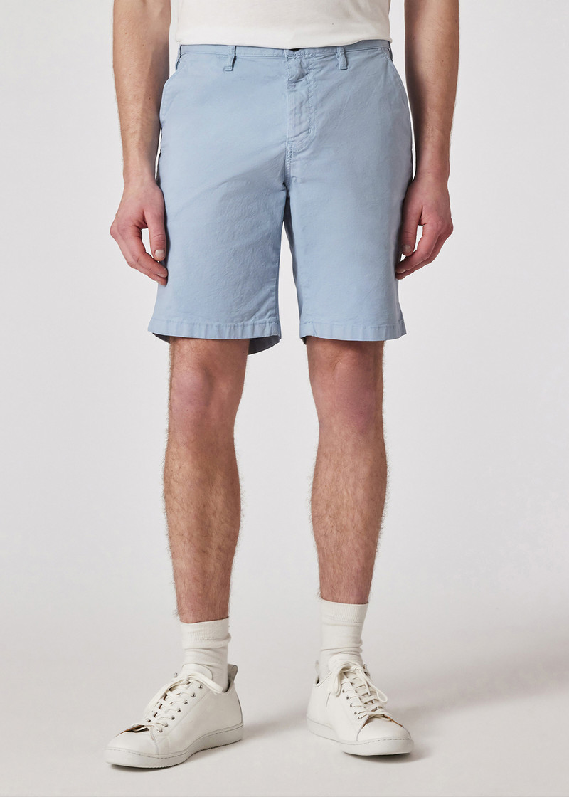 Light Blue Cotton-Twill 'Broad Stripe Zebra' Shorts 3