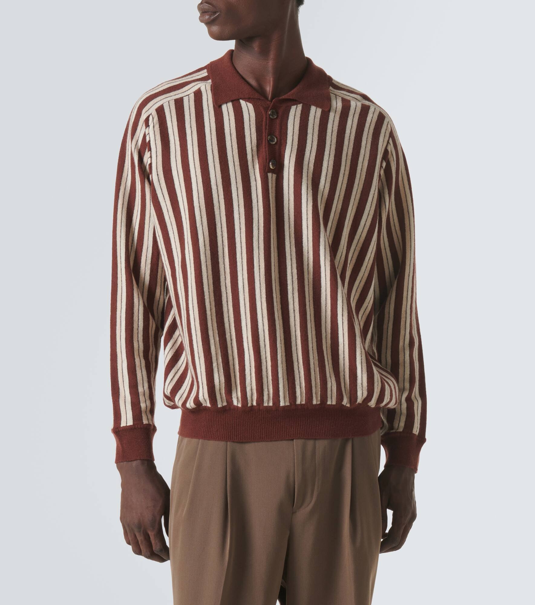 Hogan Stripe wool and cashmere polo sweater - 3
