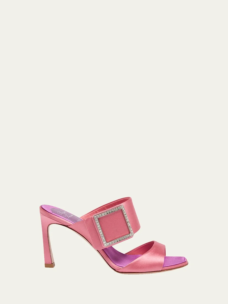 85mm Trompette Strass Satin Mules - 1