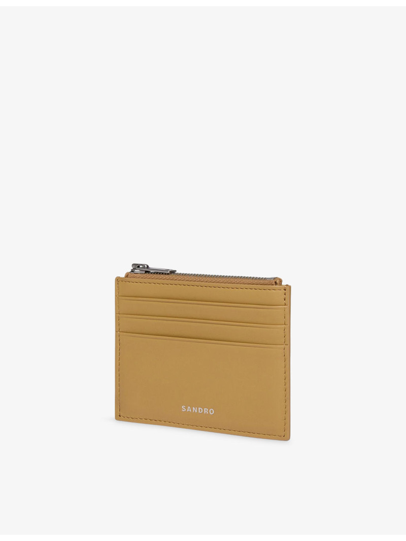 Sandro Zipped Logo-Embossed Leather Cardholder outlook