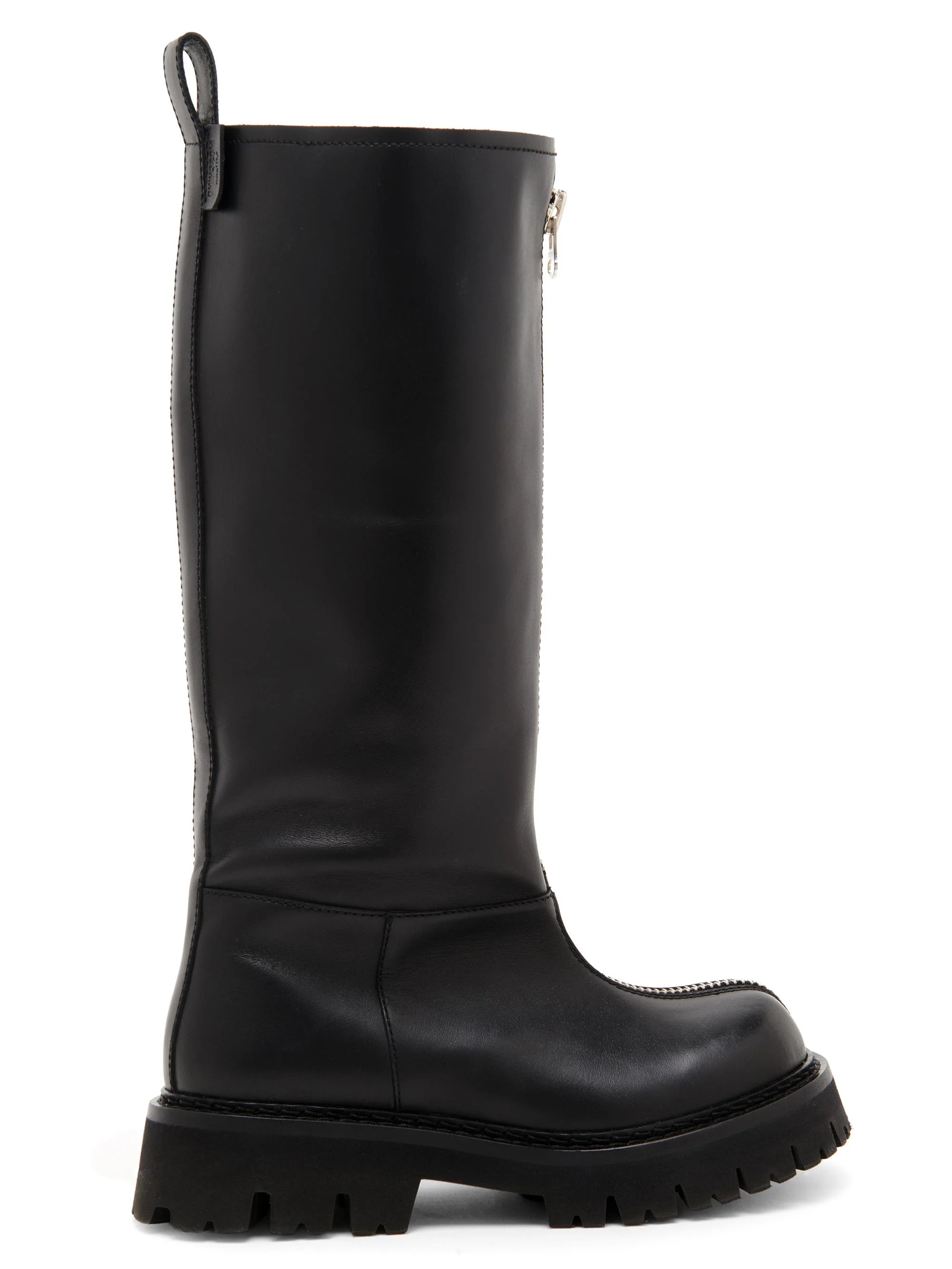 Women's 40MM Zip-Front Leather Boots - Black - 1