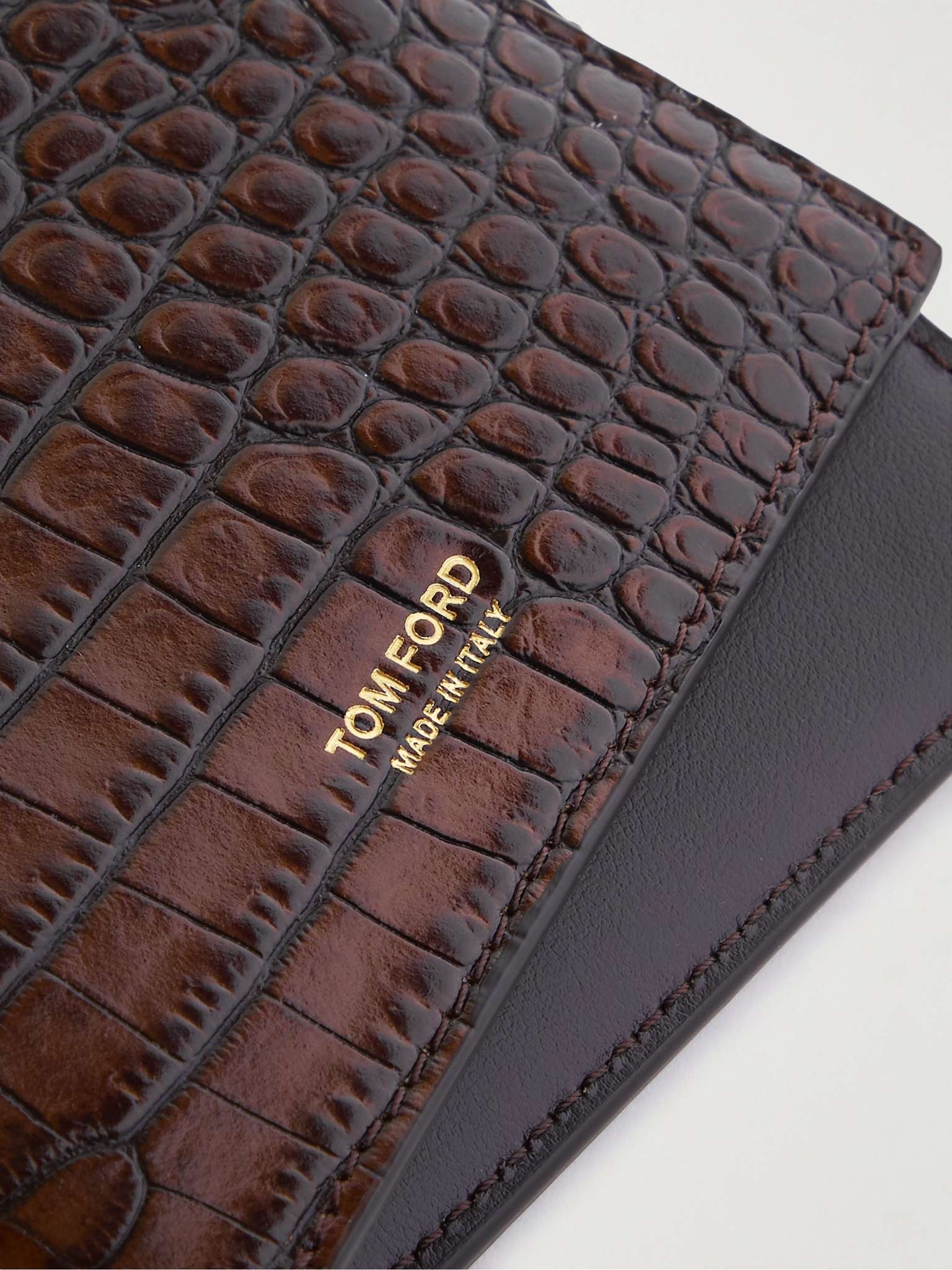 Croc-Effect Leather Billfold Wallet - 4