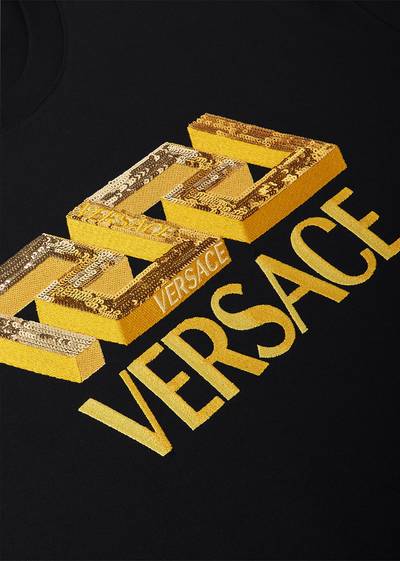 VERSACE La Greca Sequin-Embroidered T-Shirt outlook