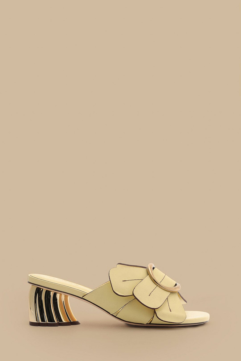 Banana Yellow Daisy Heeled Mule 1