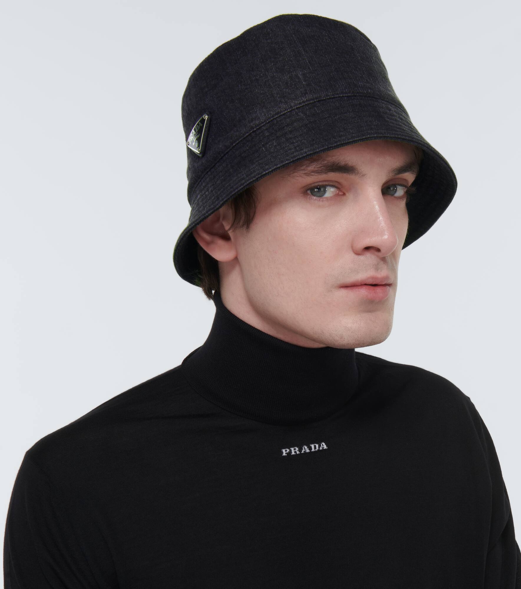 Logo plaque denim bucket hat - 2