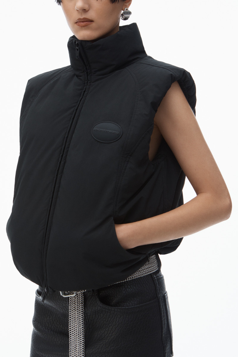 Puffer Vest with Logo Patch 3