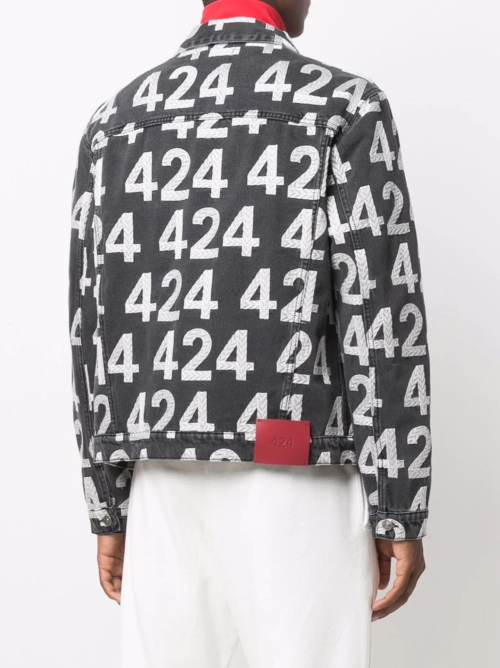 logo-print cotton-blend denim jacket - 4
