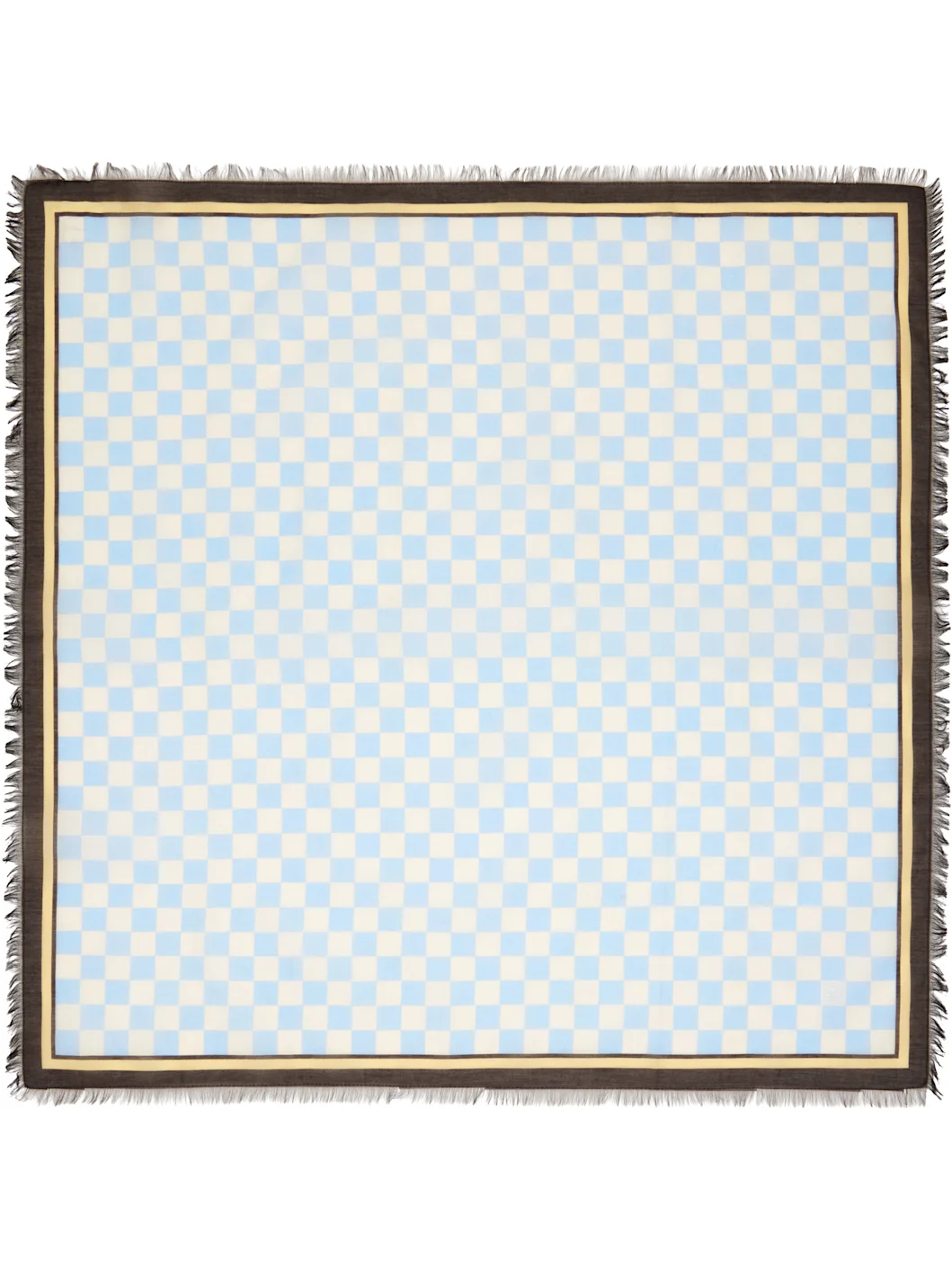 Blue & Off-White Cotton Silk Scarf - 1