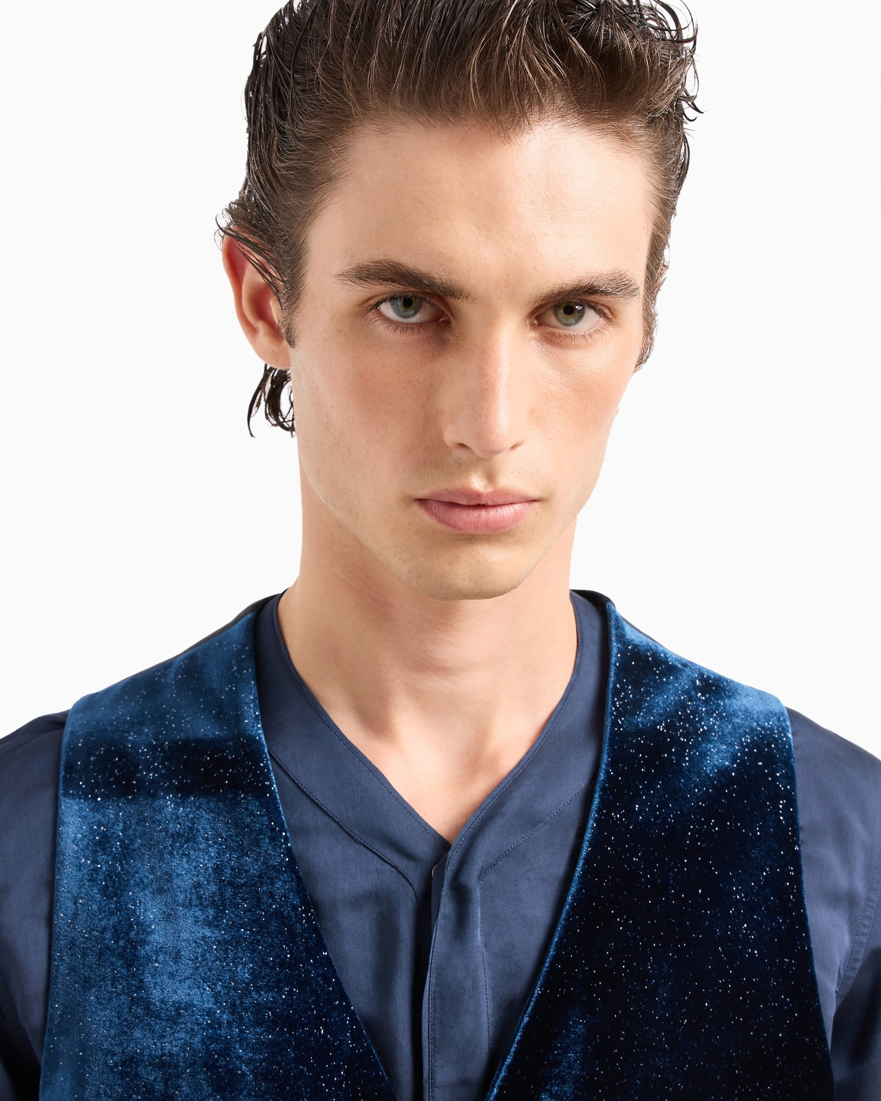 Single-breasted velvet and Lurex waistcoat - 5