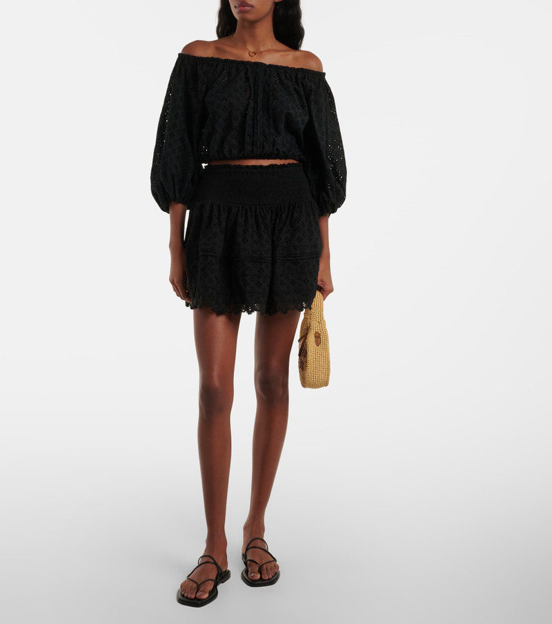 Poupette St Barth Off-shoulder cotton crop top outlook