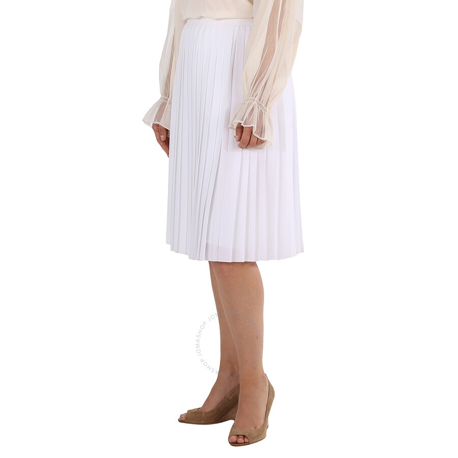Burberry Pleated Skirt With Silk Lining In Optic White - 4