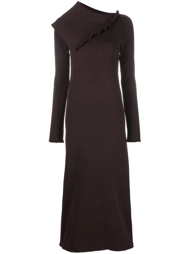 asymmetric collar maxi dress 1