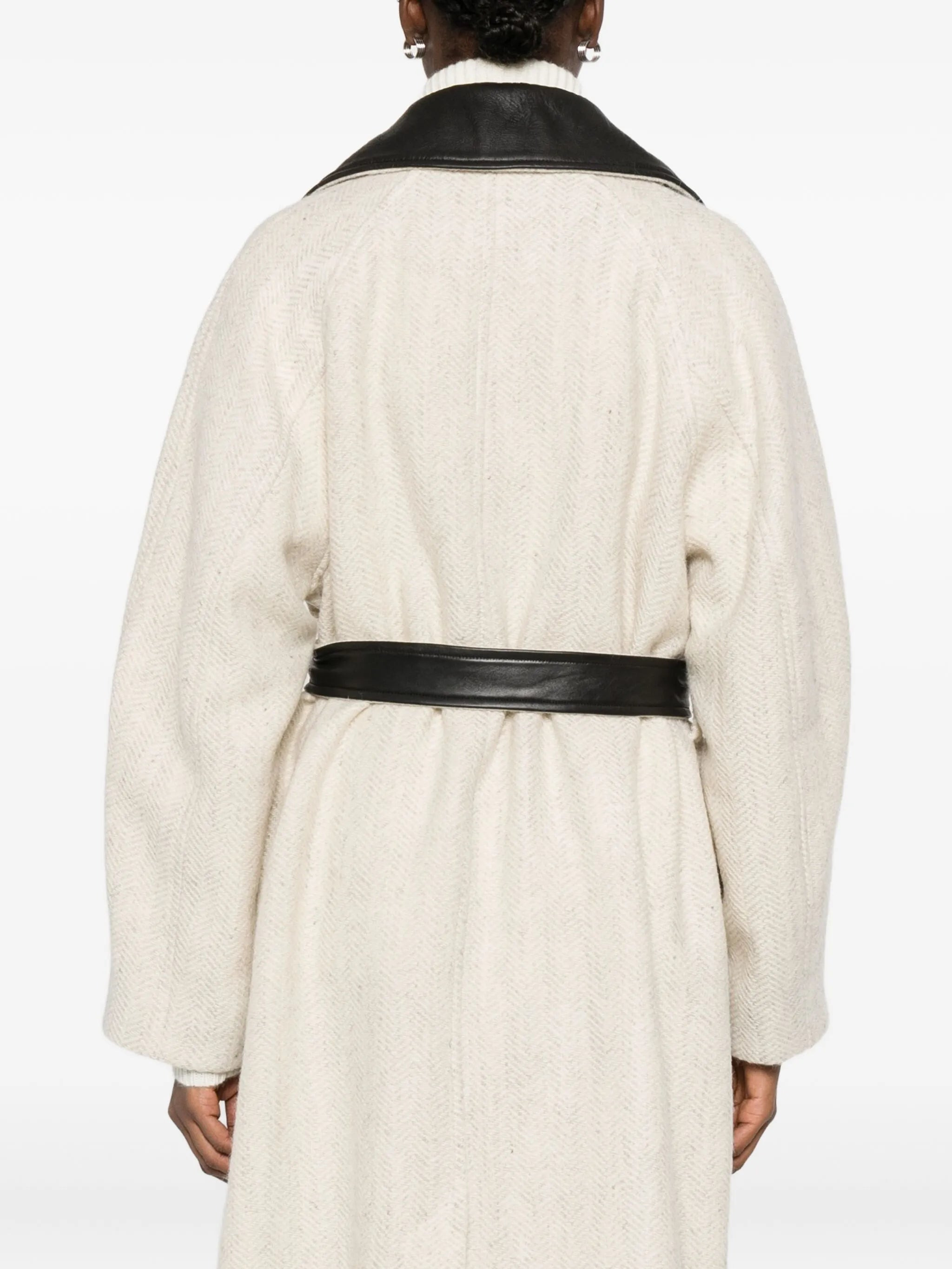 Mark Kenly Domino Tan Cibel Wool Double-breasted Coat - 4