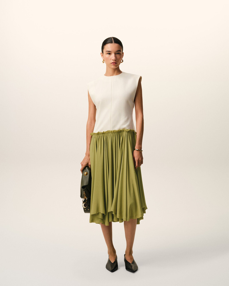 AMI Paris WHITE AND GREEN BICOLOR NEW WOOL MIDI DRESS outlook