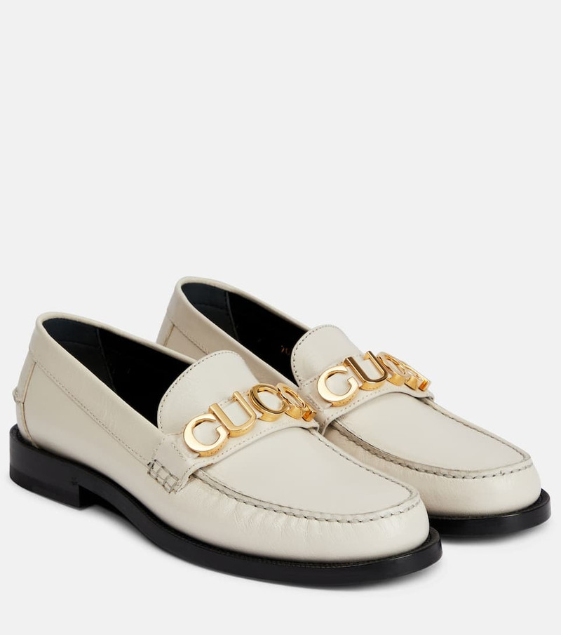 logo-plaque leather loafers - 1